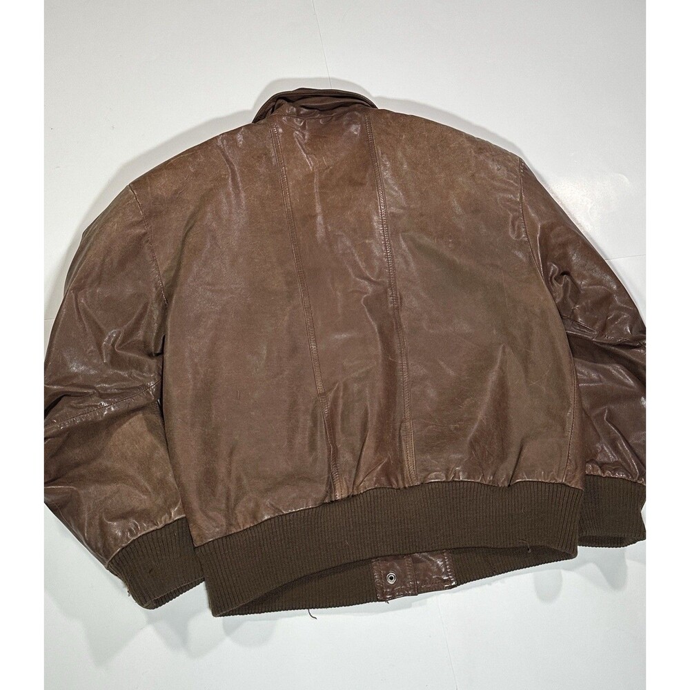Vintage 80s Split End Ltd Leather Bomber Jacket Brown Men’s Size Small 1980s - Picture 13 of 16